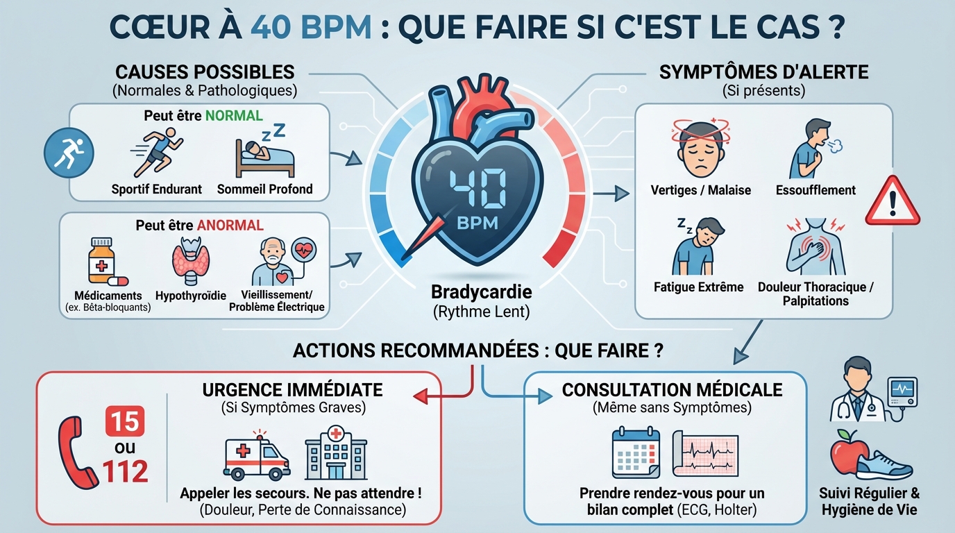 Causes d'un cœur qui bat à 40 pulsations
