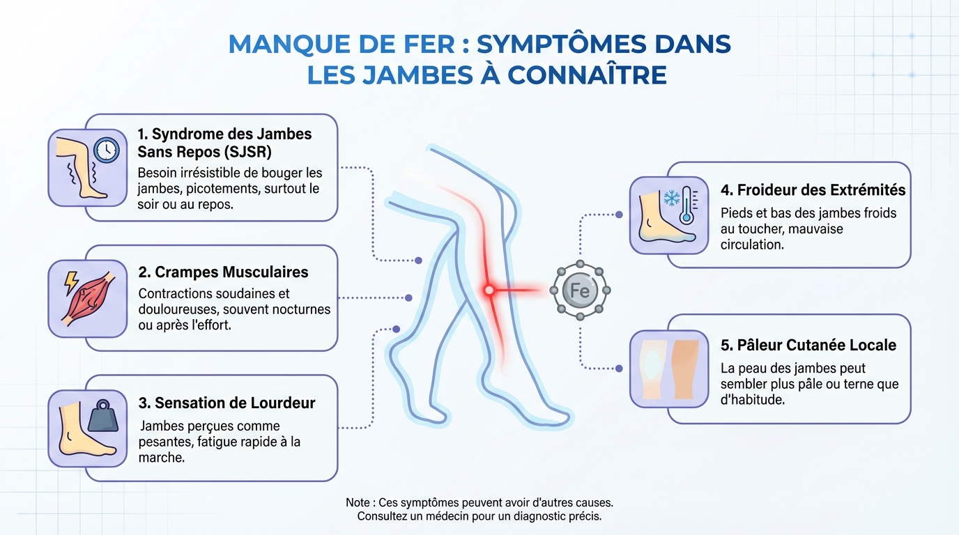 Symptômes du manque de fer dans les jambes