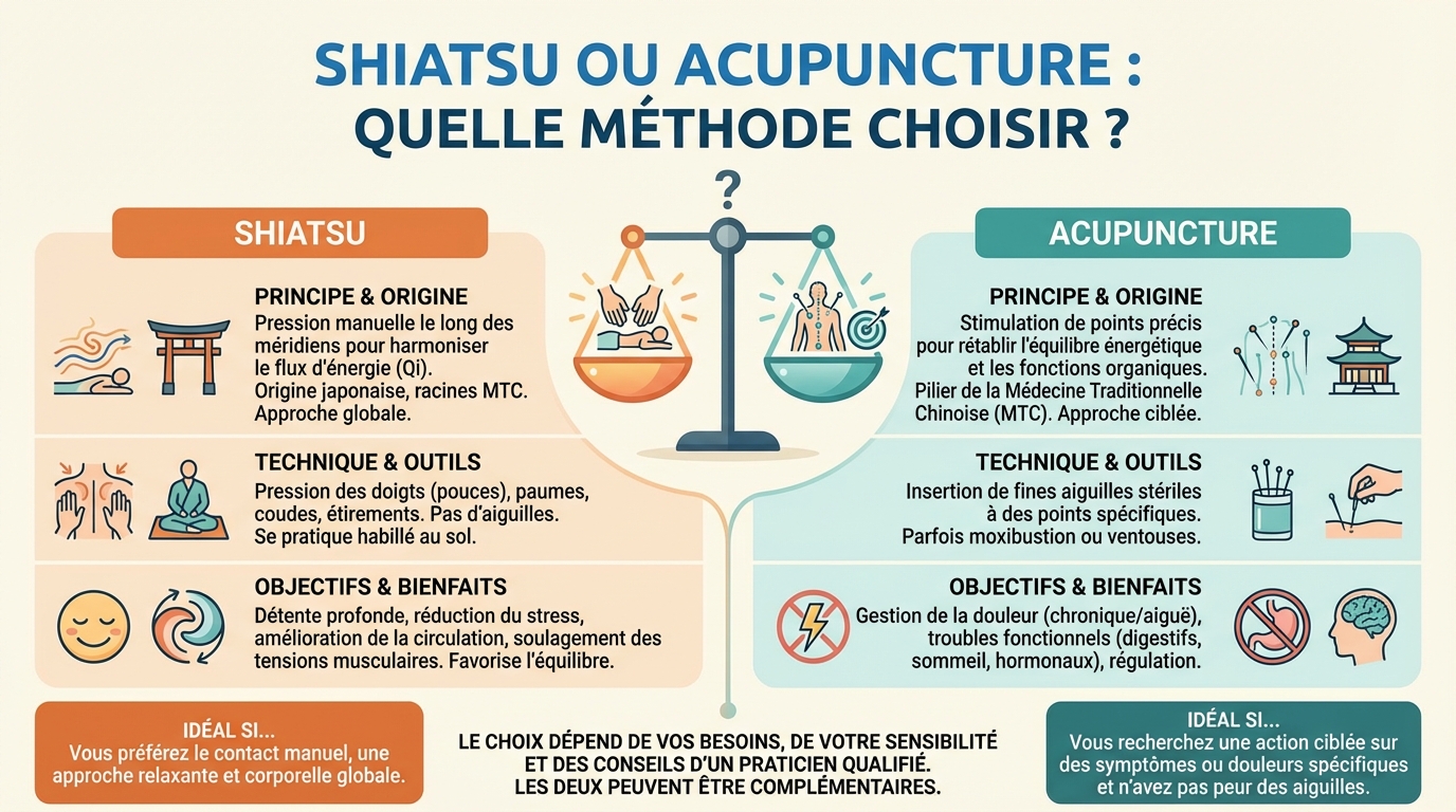 Différences clés entre shiatsu et acupuncture