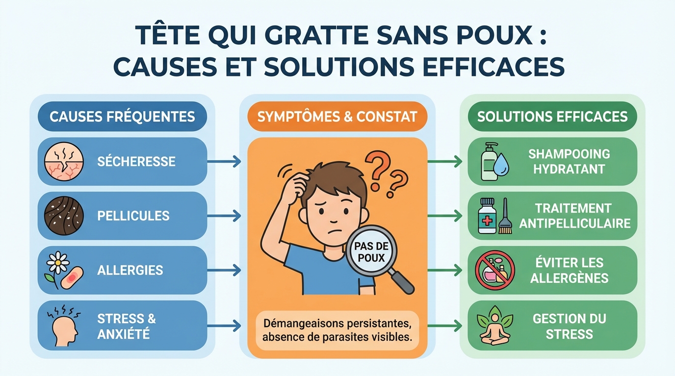 Tête qui gratte sans poux : causes et solutions efficaces 1 Comprendre les démangeaisons du cuir chevelu