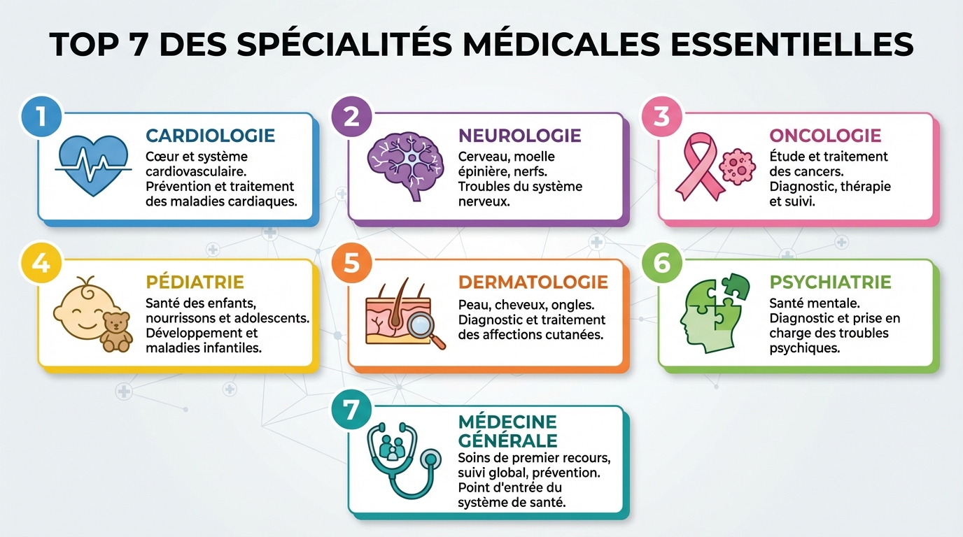 Top 7 des spécialités médicales